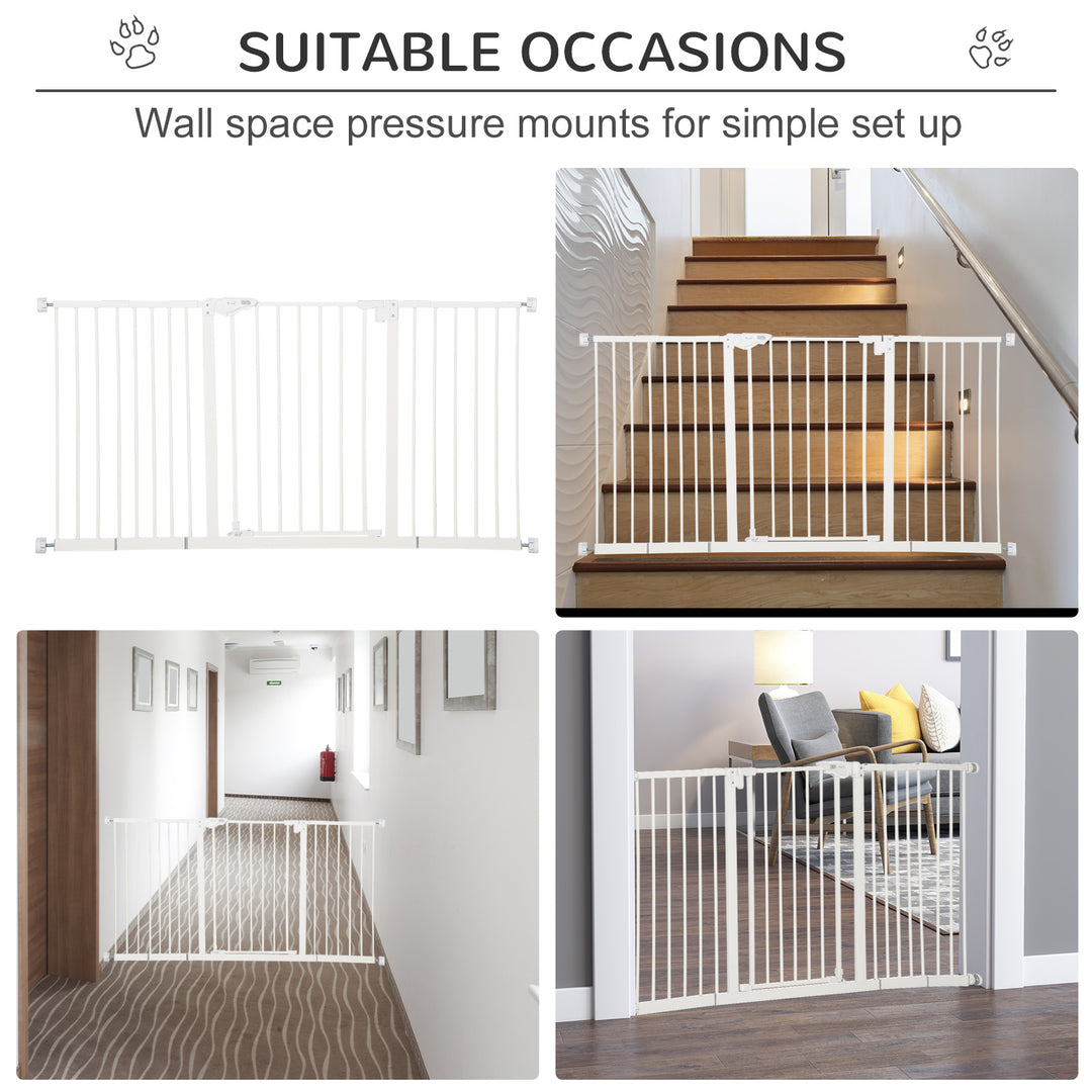 Pet Gate: Adjustable Pressure Fit with Auto-Close Door for Furry Friends