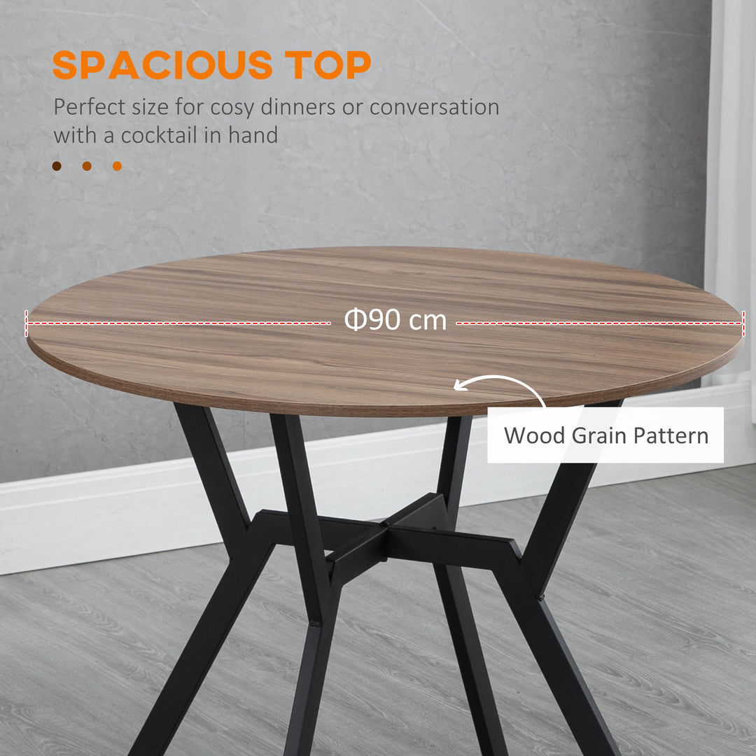 Round Kitchen Table with Black Legs Anti-slip Foot Pads