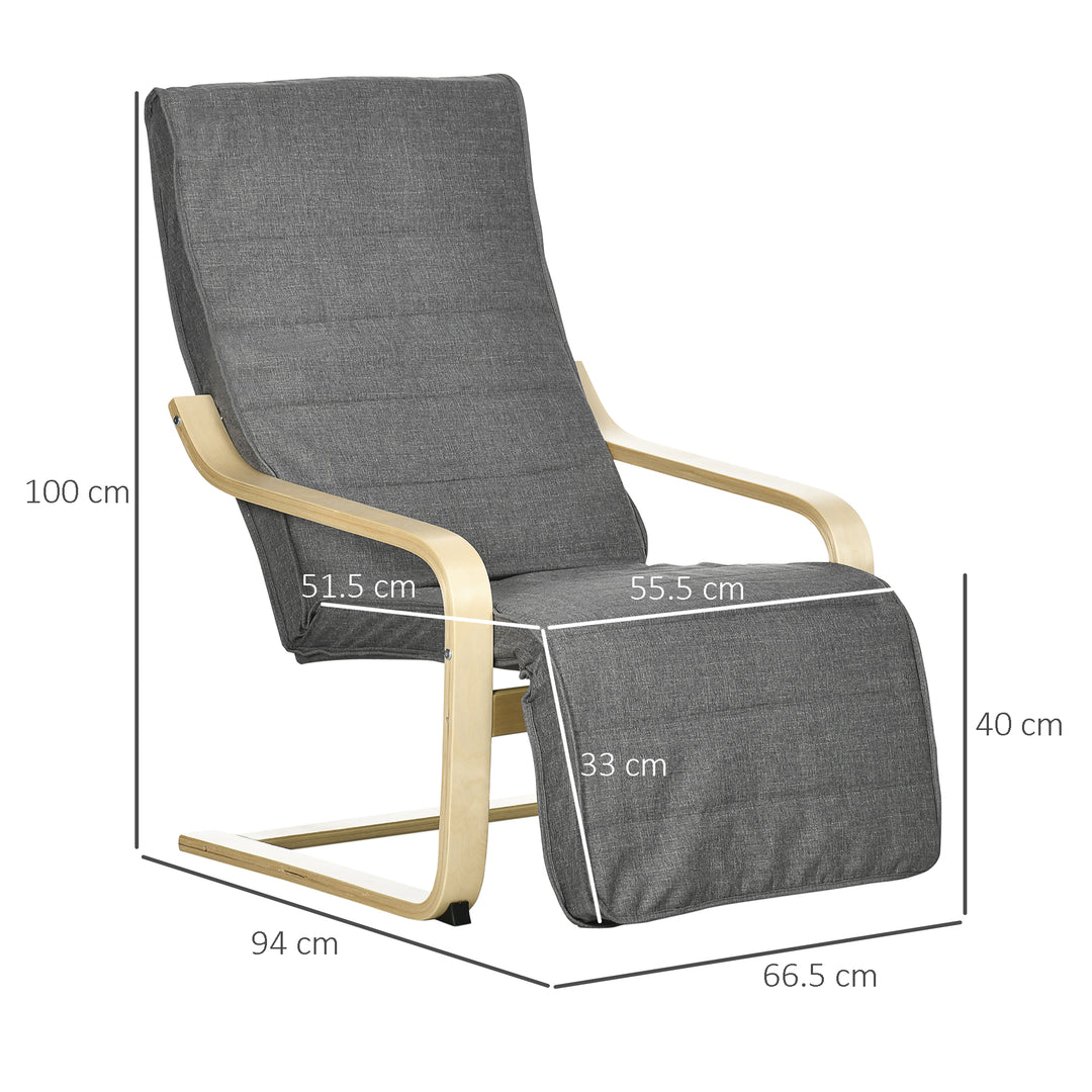 Reclining Lounger: Adjustable Footrest & Removable Cushion for Relaxed Lounging