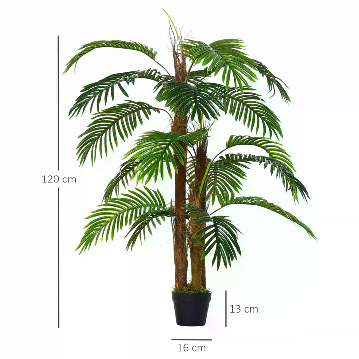 120cm/4FT Artificial Palm Tree Decorative Plant w/ 19 Leaves Nursery Pot Fake Plastic Indoor Outdoor Greenery Home Office Décor