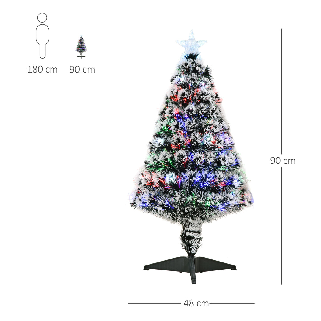 3ft 90cm Green/White Artificial Christmas Tree W/ Prelit LED