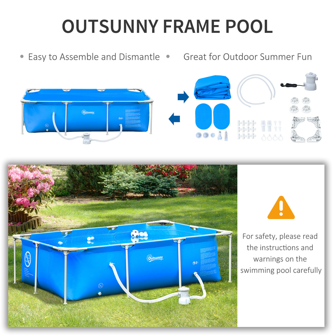 Steel Frame Pool w/ Filter Pump & Filter Cartridge Rust Resistant Above Ground Pool w/ Reinforced Sidewalls