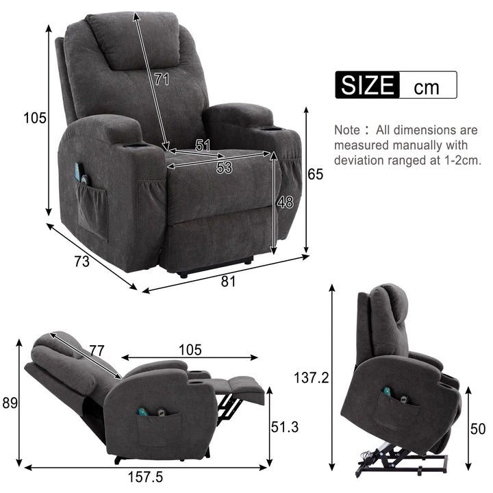 Power Lift Recliner Massage Chair with Heat and Electric Recliner Chair