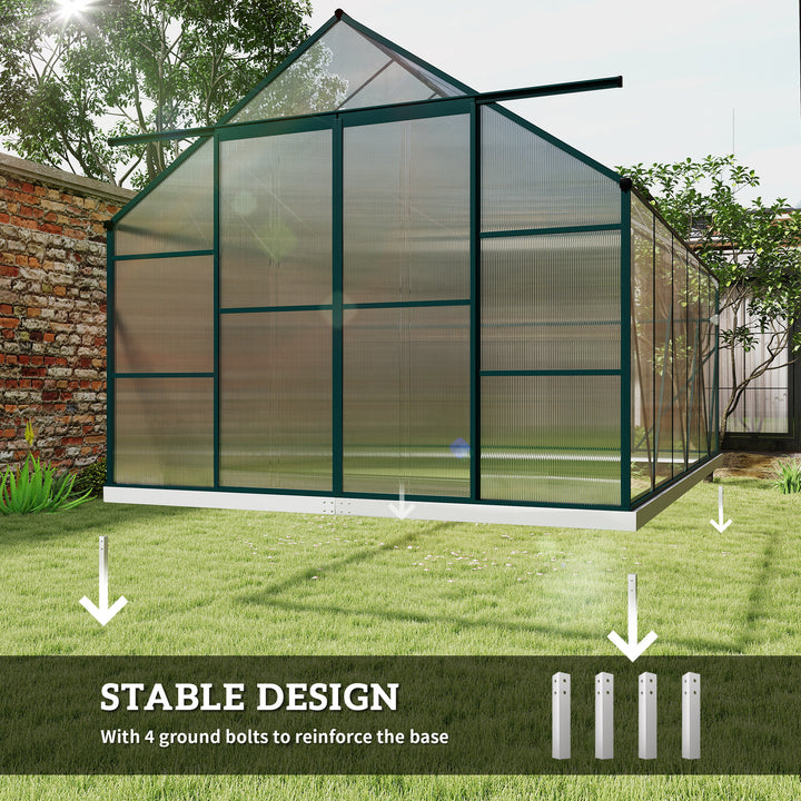 Aluminium Greenhouse Polycarbonate Walk-in Garden Greenhouse Kit with Adjustable Roof Vent