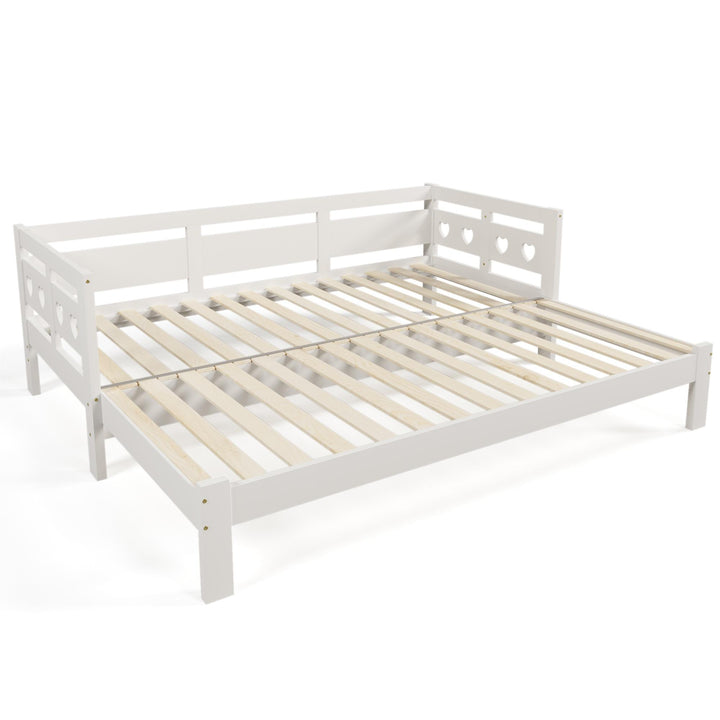 Heart-Shaped Wooden Daybed Frame with Pull-Out Trundle