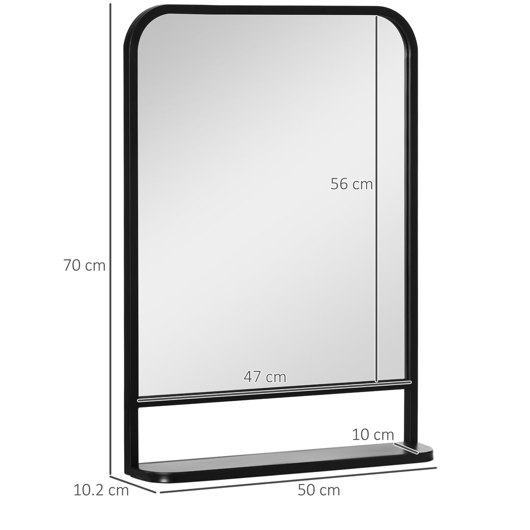 Black Rectangle Mirror Rectangular Wall Mirror with Storage Shelf for Fireplace/Entryway/Hallway/Living Room