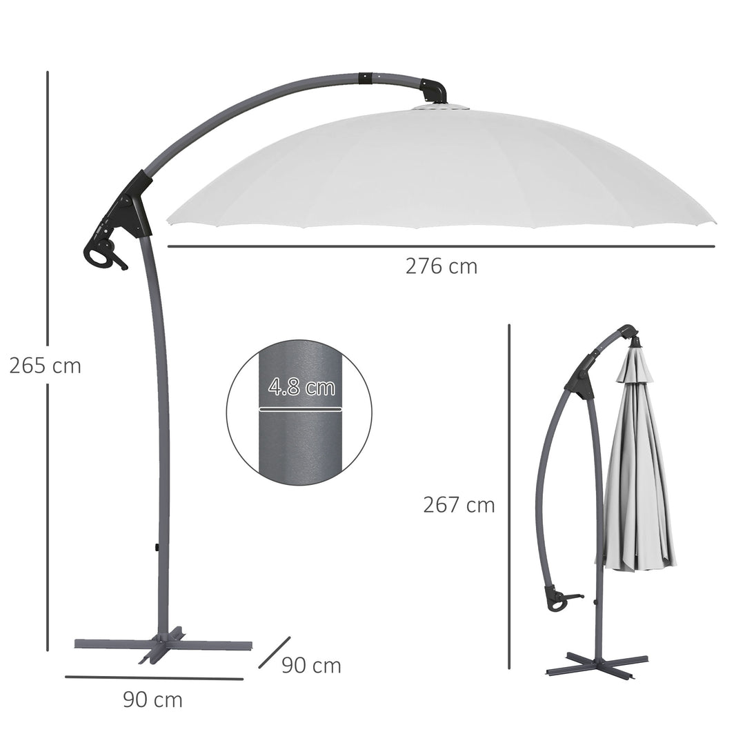 Waterproof Cantilever Parasol: 2.7m UV-Protective Shade with Sturdy Cross Base