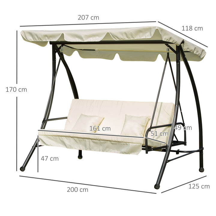 3 Seater Swing Chair 2-in-1 Hammock Bed Patio Garden Chair with Adjustable Canopy and Cushions