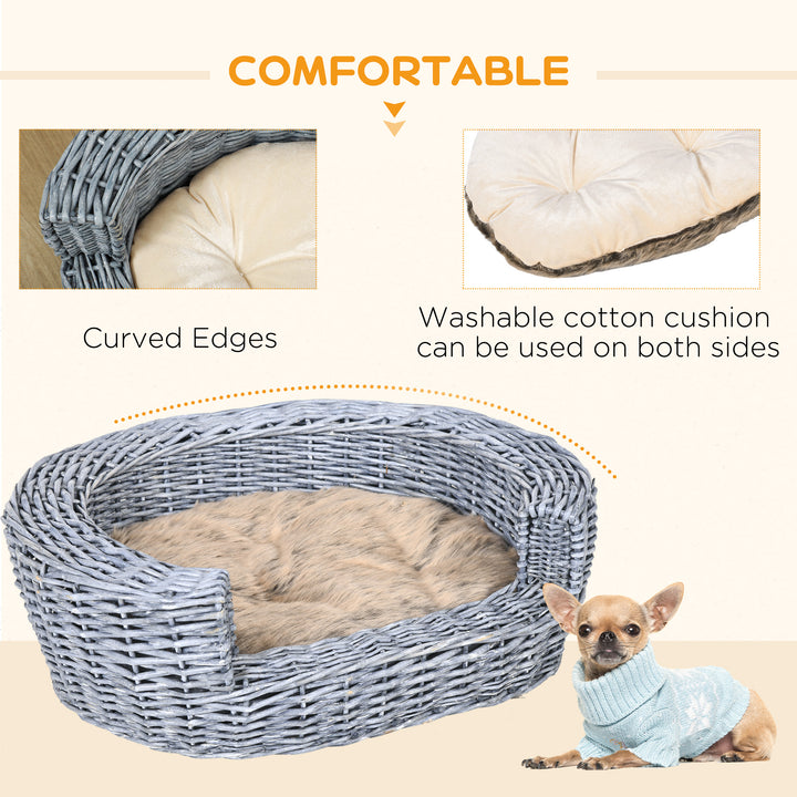 Willow Pet Sofa: Rattan Basket with Soft Cushion for Cats & Small Dogs