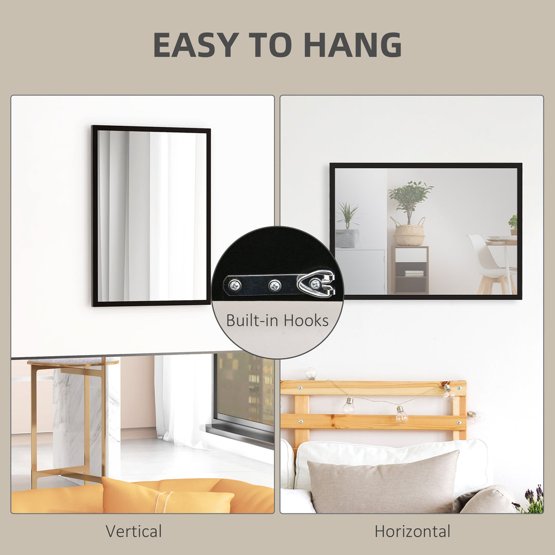 HOMCOM Wall Bathroom Mirror, 70 x 50 cm Wall-Mounted Mirror for Living Room, Bedroom, Hallway, Black Aosom UK