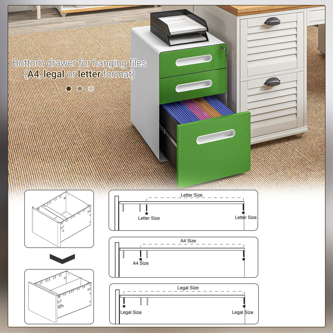 Vinsetto 3 Drawer Filing Cabinet