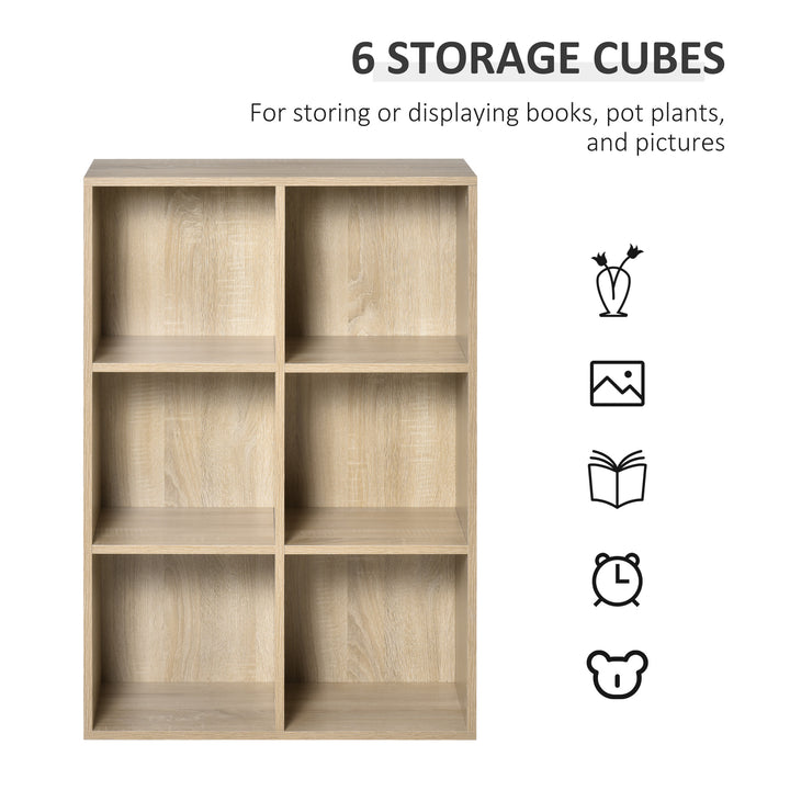 HOMCOM Six-Cube Bookcase, Oak