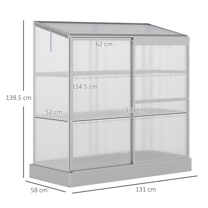 3-Tier Mini Greenhouse Garden Cold Frame Plant Growth House w / Polycarbonate Panels