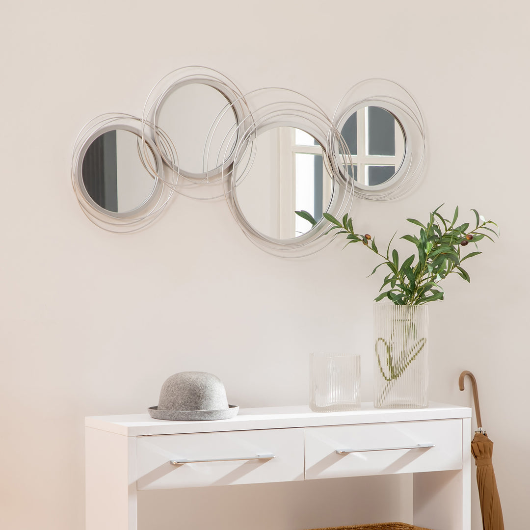 Metallic Artistry: Modern Silver Mirror Wall Sculptures