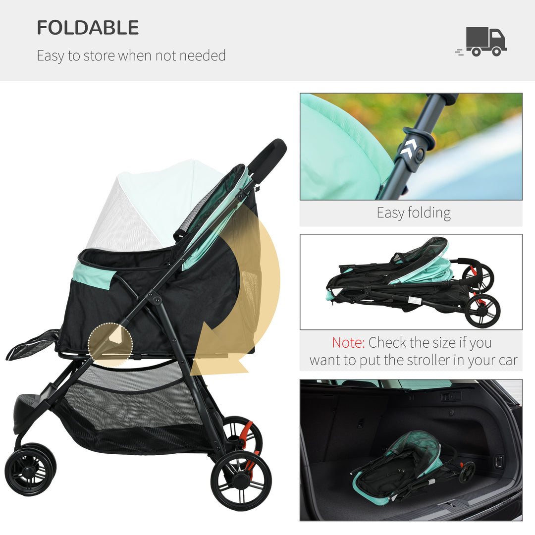 Lightweight Foldable Pet Stroller with Protective Rain Cover for Extra Small and Small Dogs