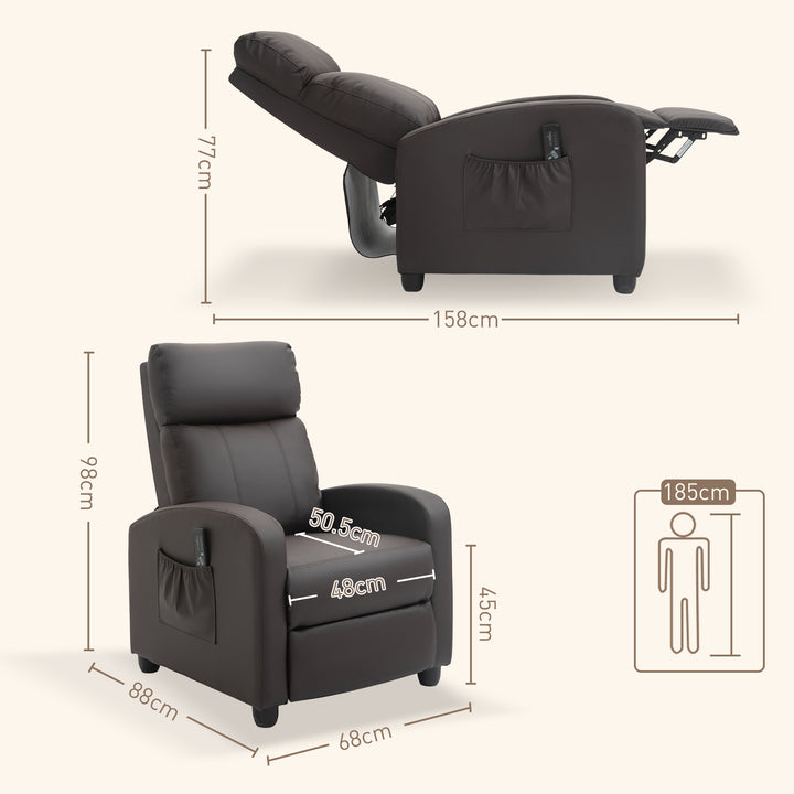 Recliner Sofa Chair PU Leather Massage Armcair w/ Footrest and Remote Control for Living Room