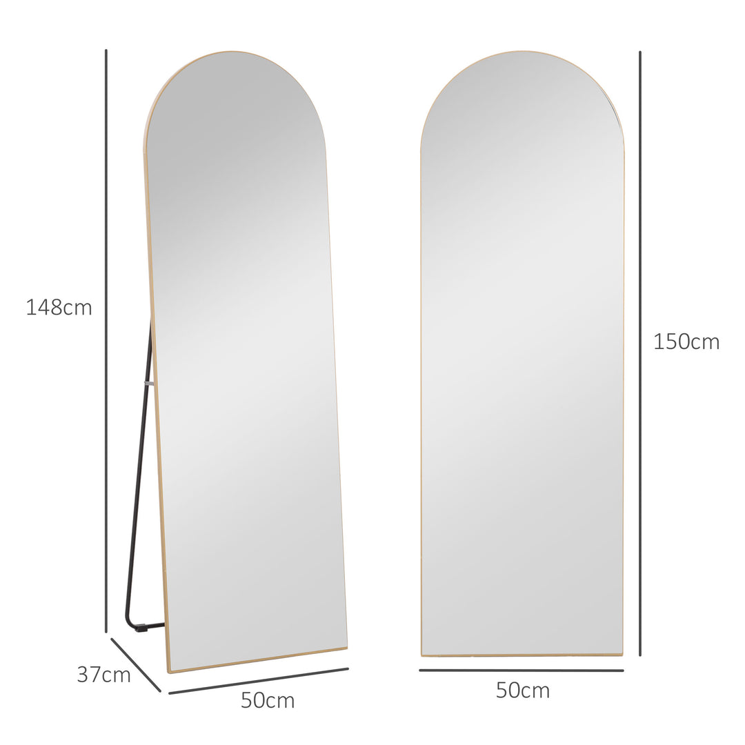 150cm Arched Full Length Mirror - Gold Tone