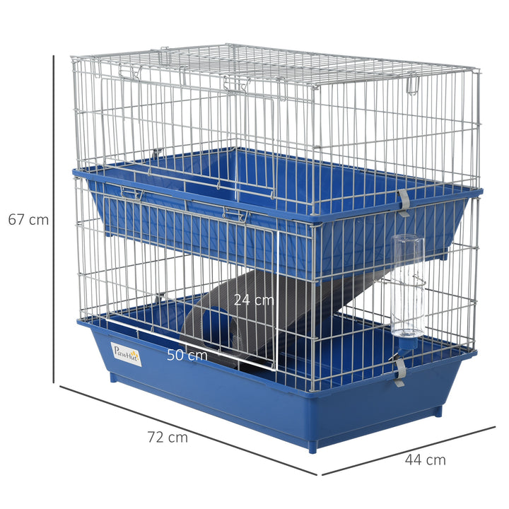 Metal 2-Tier Small Guinea Pigs Hutches Blue