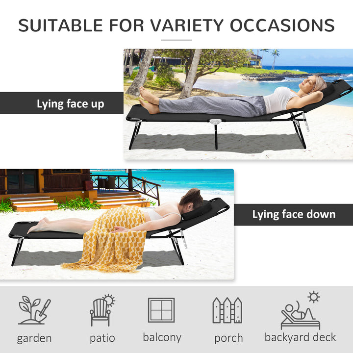 Foldable Sun Lounger Recliner Chair with Pillow