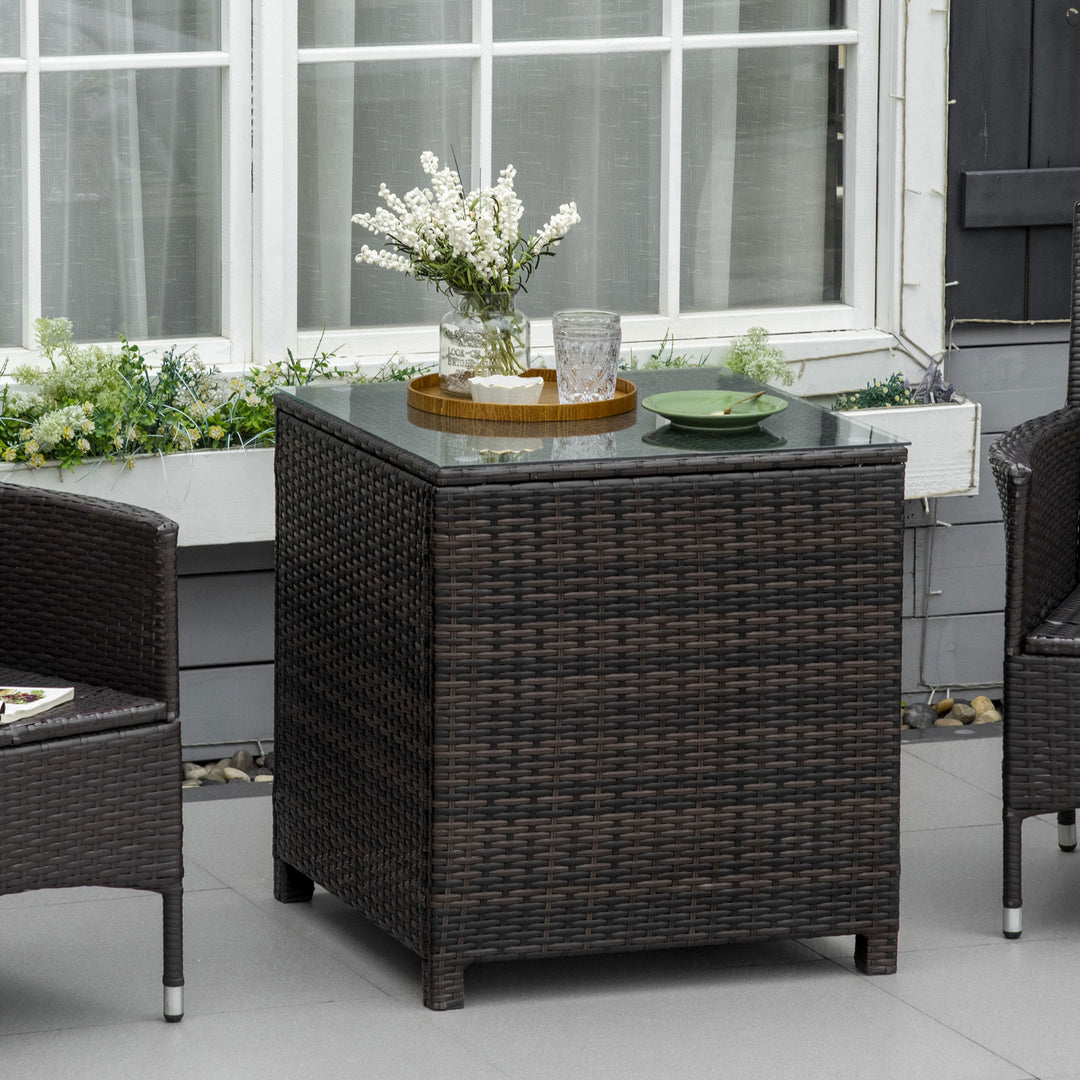 Rattan Garden Side Table: Weather-Resistant Frame with Tempered Glass Top