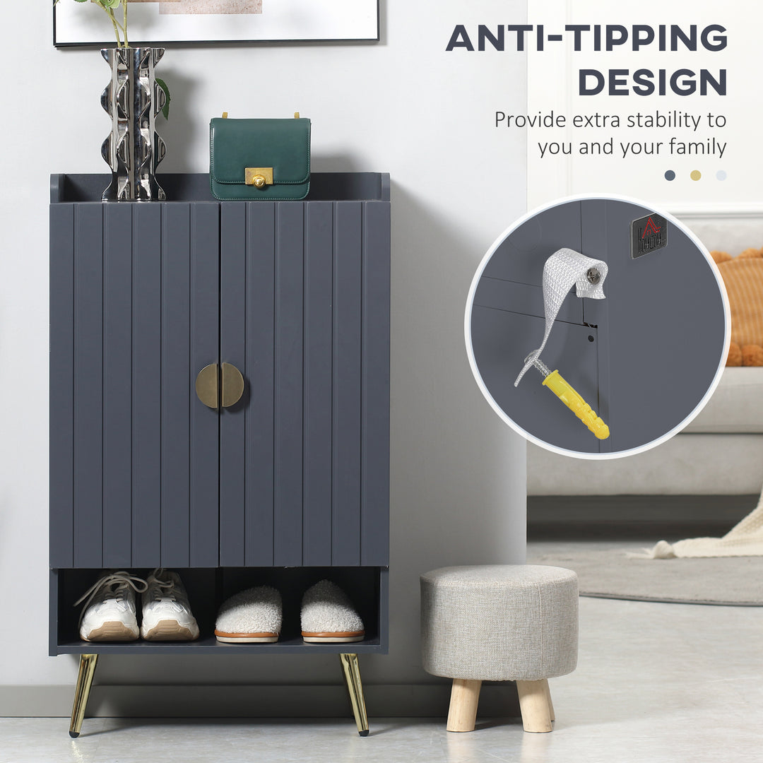 Shoe Cabinet: Modern Grey Storage with 2 Doors