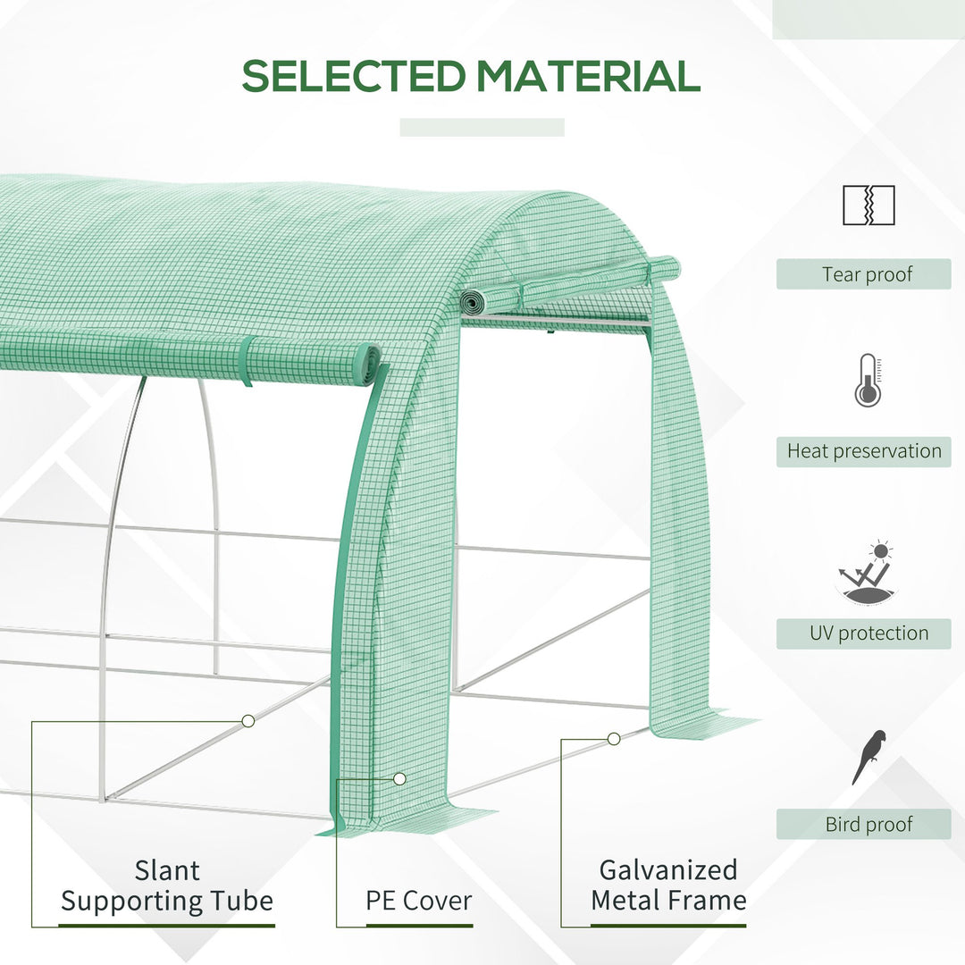 Polytunnel Greenhouse Walk-in Grow House Tent with Roll-up Sidewalls