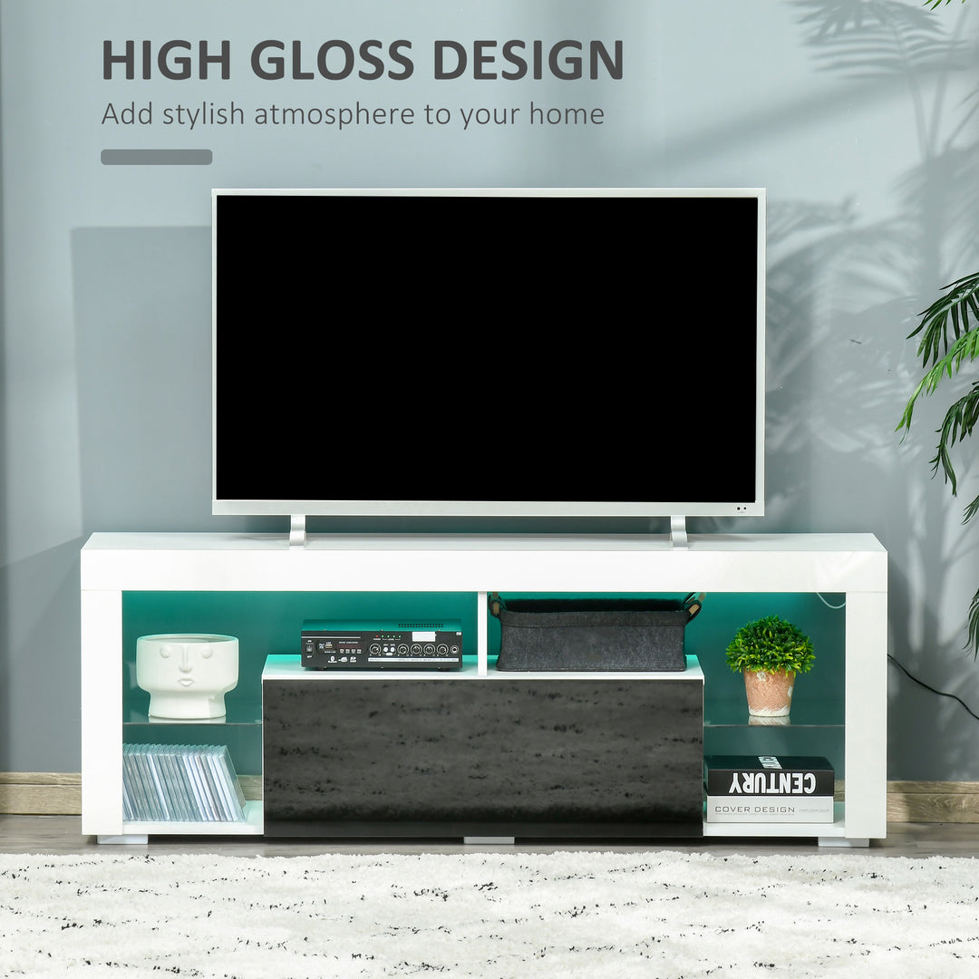 140 cm TV Stand with LED Lights for 55-Inch TV