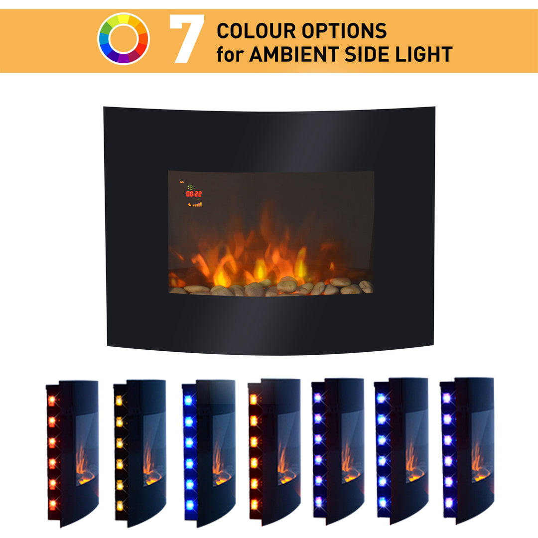 LED Curved Glass Electric Wall Mounted Fire Place