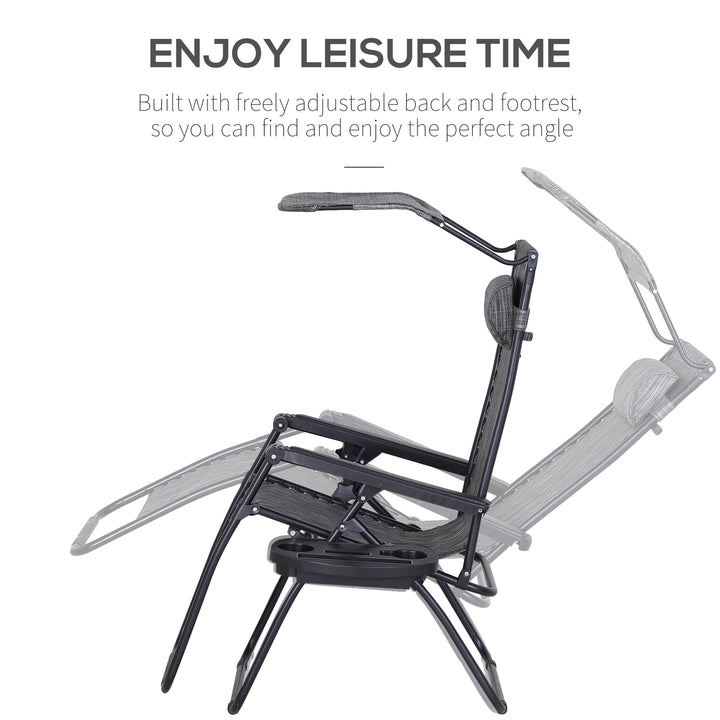 2 Piece Foldable Reclining Garden Chair with Headrest