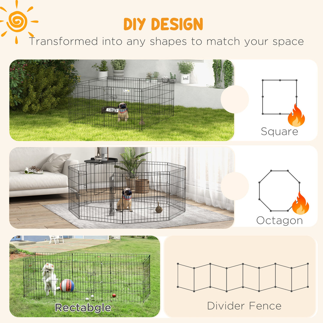 8 Panel Dog Playpen Puppy Pen Rabbits Guinea Metal Crate Pet Cage Run Indoor Outdoor