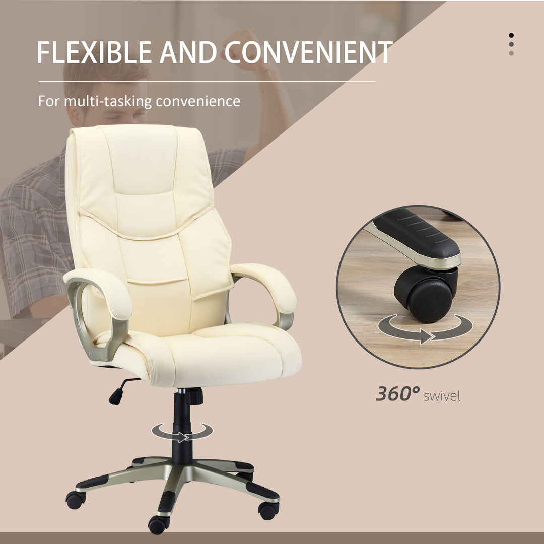 HOMCOM Computer Desk Chair, Cream White