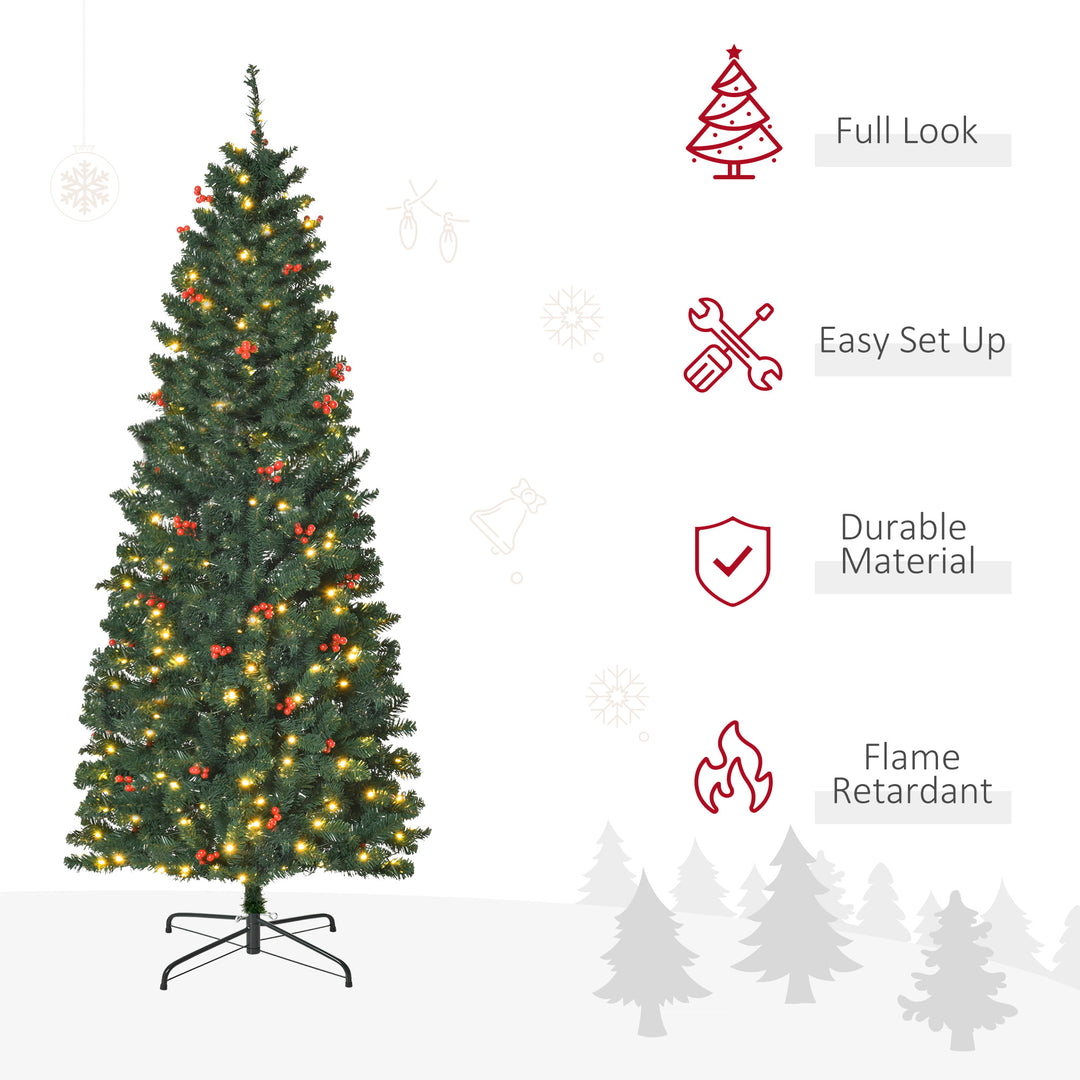 6FT Prelit Artificial Pencil Christmas Tree with Warm White LED Light