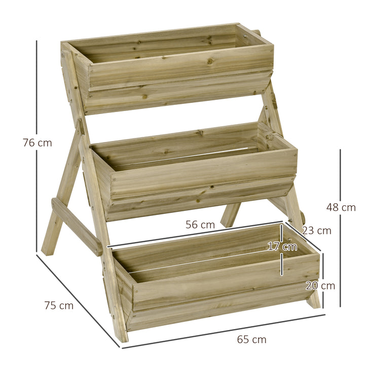 3 Tier Raised Garden Bed Wooden Elevated Planter Box Kit for Flower