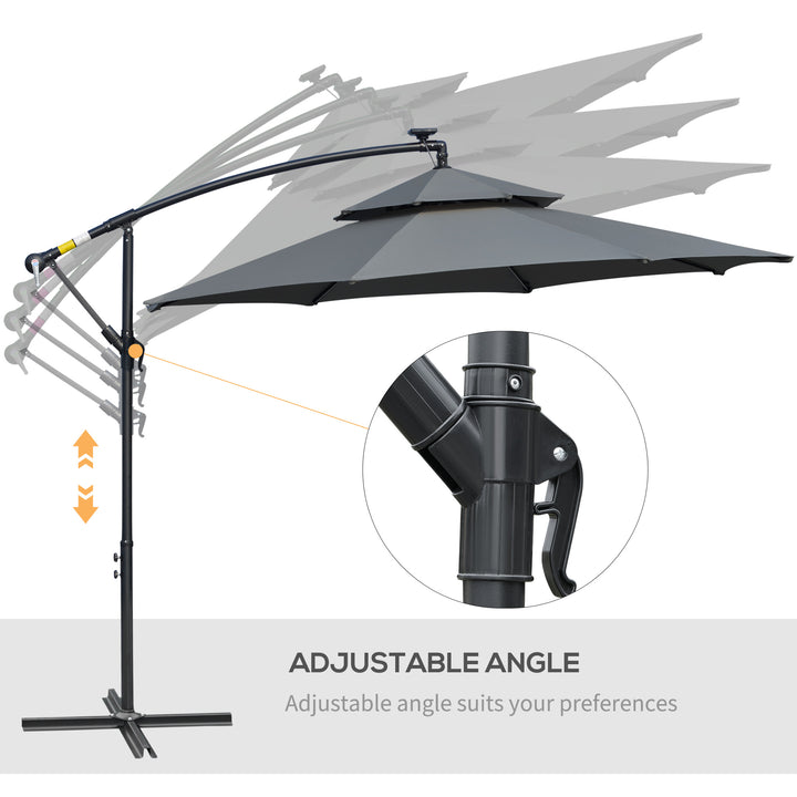 3(m) Cantilever Banana Parasol Hanging Umbrella with Double Roof