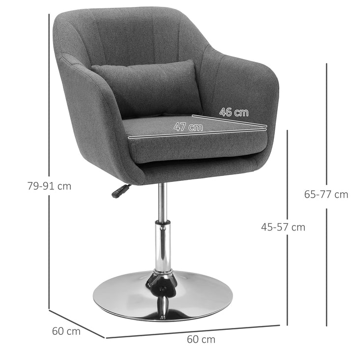 Swivel Accent Chair Contemporary Vanity Armchair with Adjustable Height Thick Cushion Lumbar Support Armrest for Bedroom