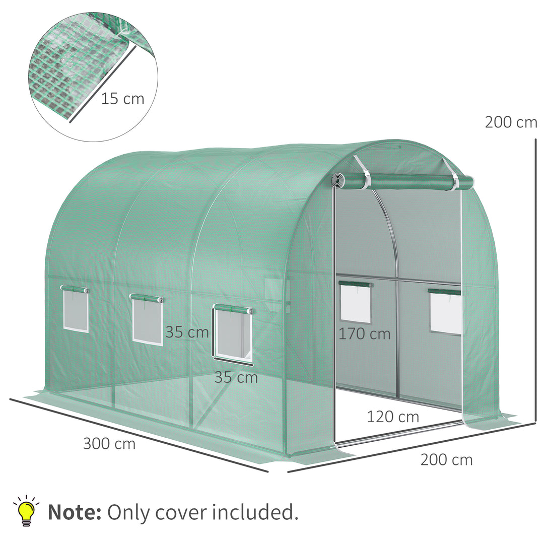 10x7ft Greenhouse Replacement Cover Winter Garden Plant PE Cover for Tunnel Walk-in Greenhouse with Roll-up Windows Door Outdoor