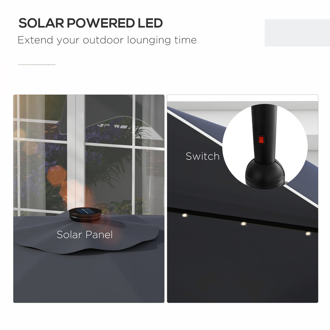 Solar Patio Umbrella with LED and Tilt