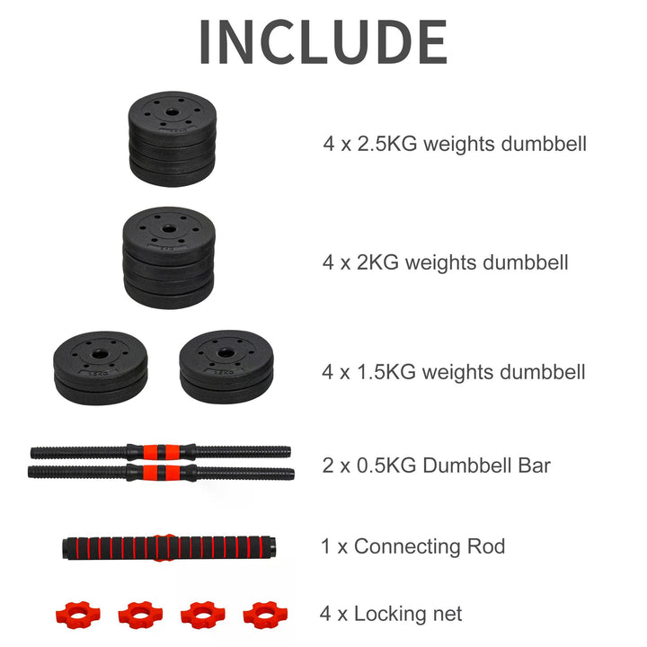 25kg 2 IN 1 Adjustable Dumbbells Weight Set