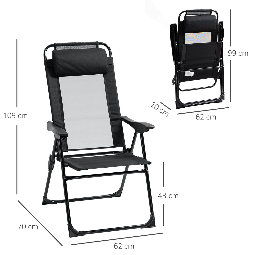 Set of 2 Portable Folding Recliner Outdoor Patio Chaise Lounge Chair with Adjustable Backrest