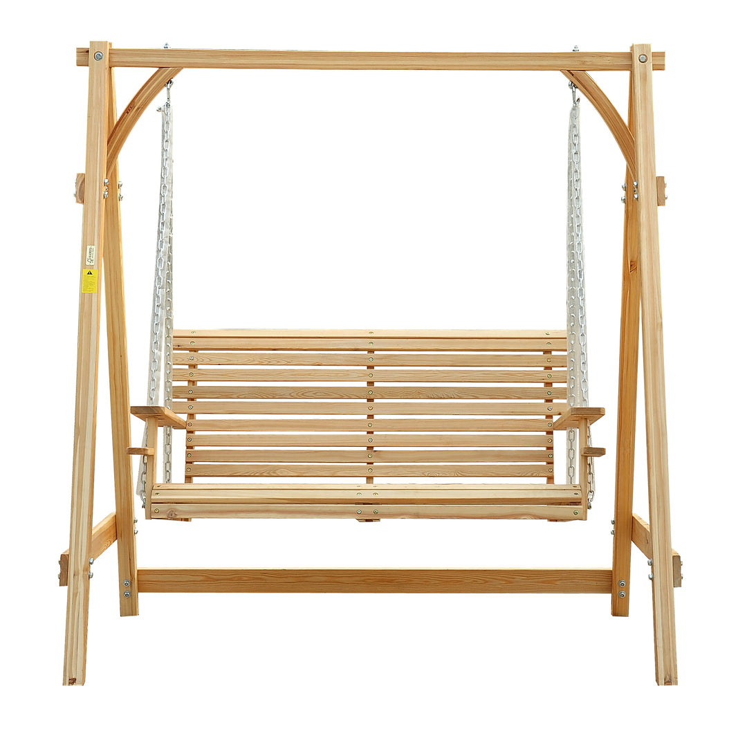 2-Seater Larch Wood Swing Chair Bench