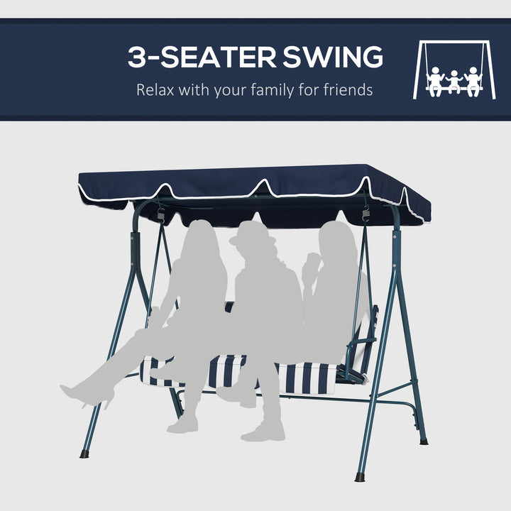 3-Seat Swing Chair Garden Swing Seat with Adjustable Canopy for Patio