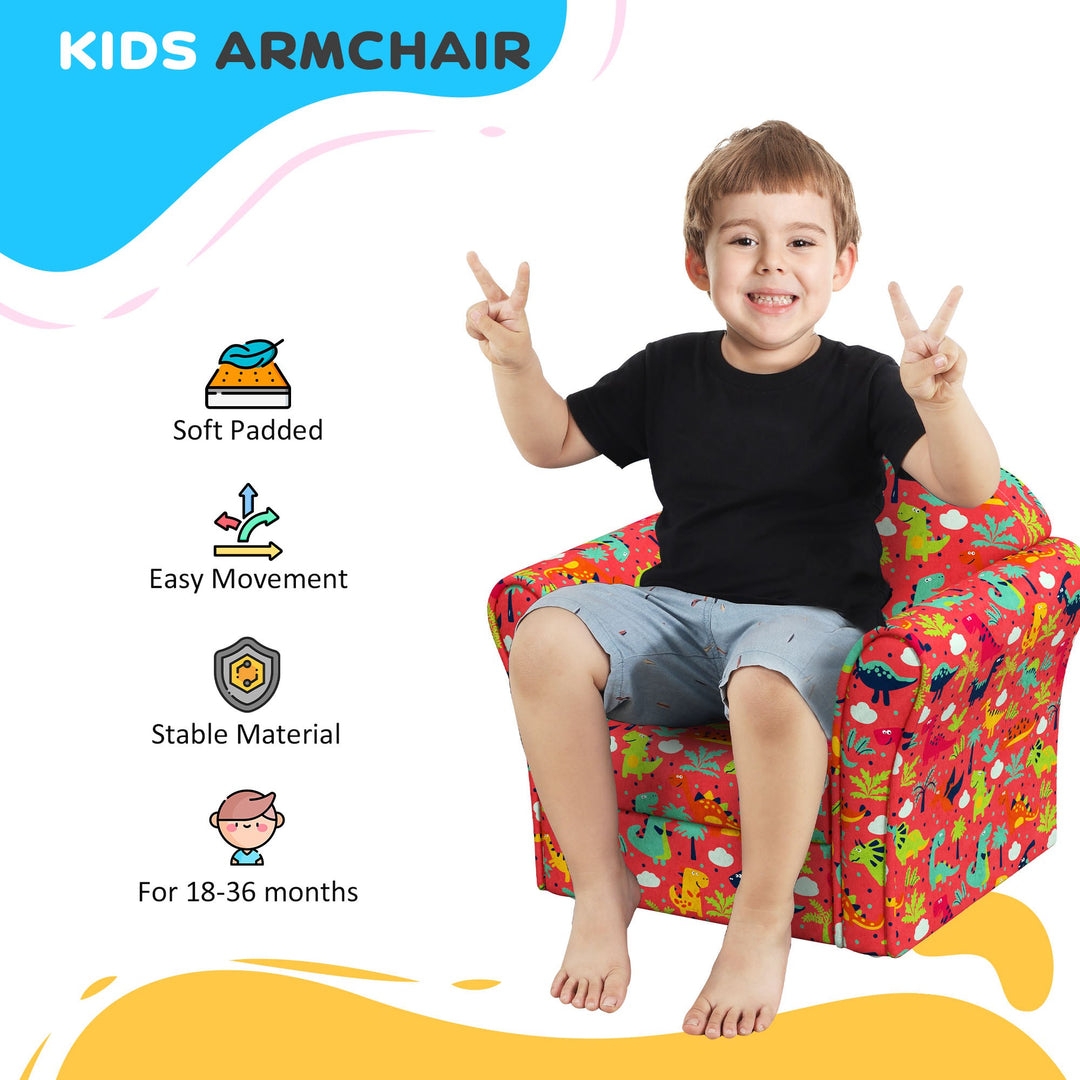 Kids Armchair with Dinosaur Design