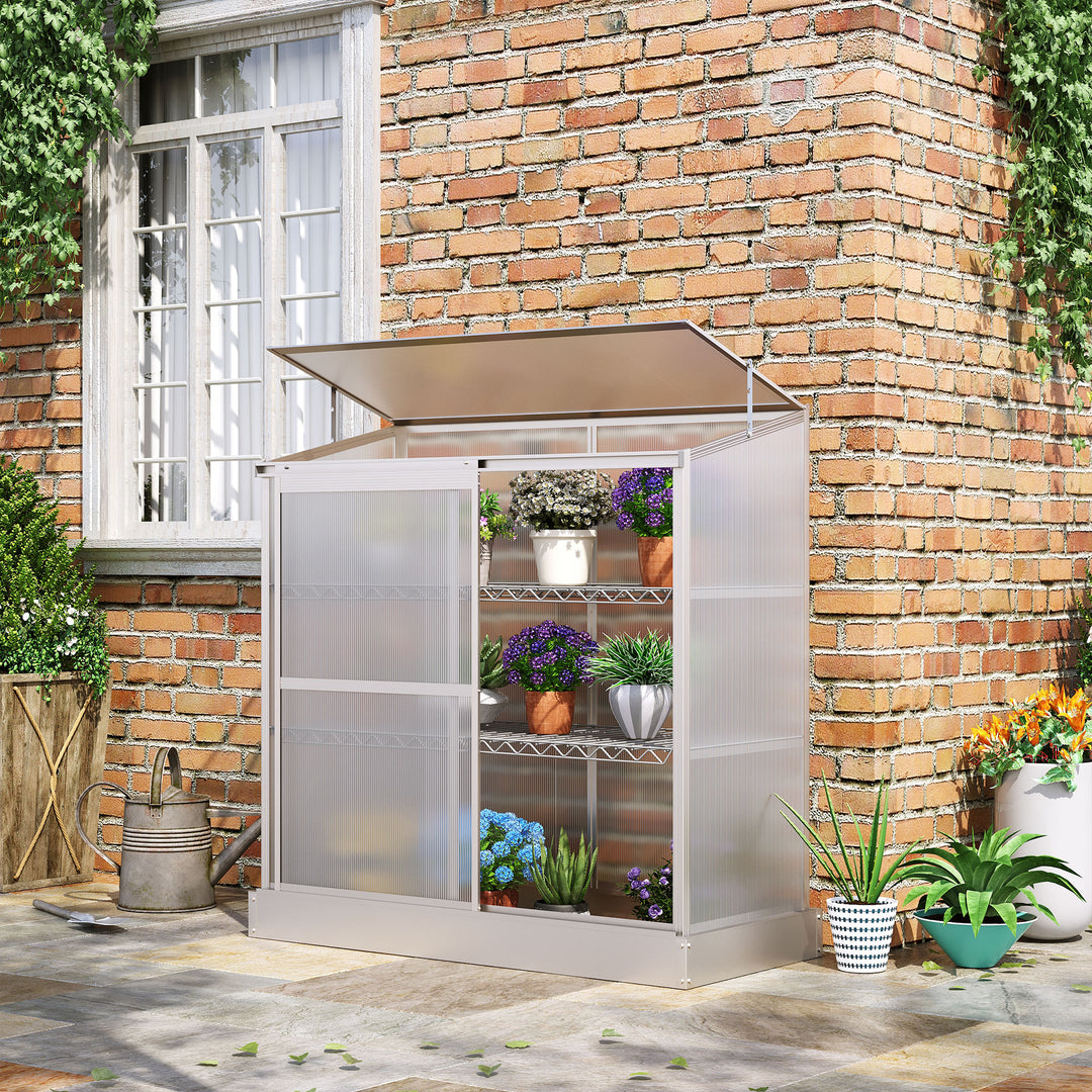 3-Tier Mini Greenhouse Garden Cold Frame Plant Growth House w / Polycarbonate Panels