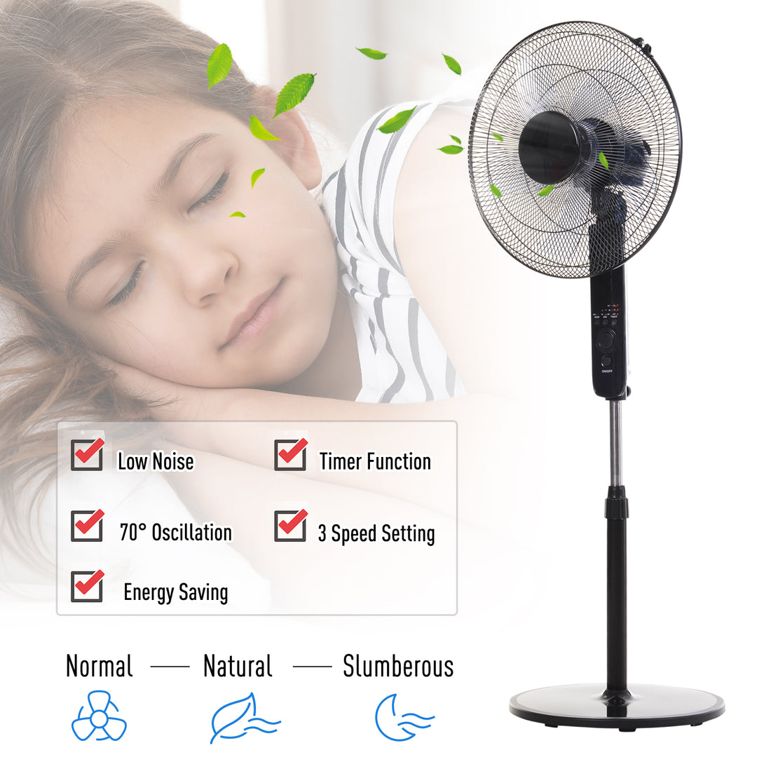 Oscillating Floor Fan W/ Remote Control-Standing Cooling Machine Indoor Air Refresher w/ Adjustable Height