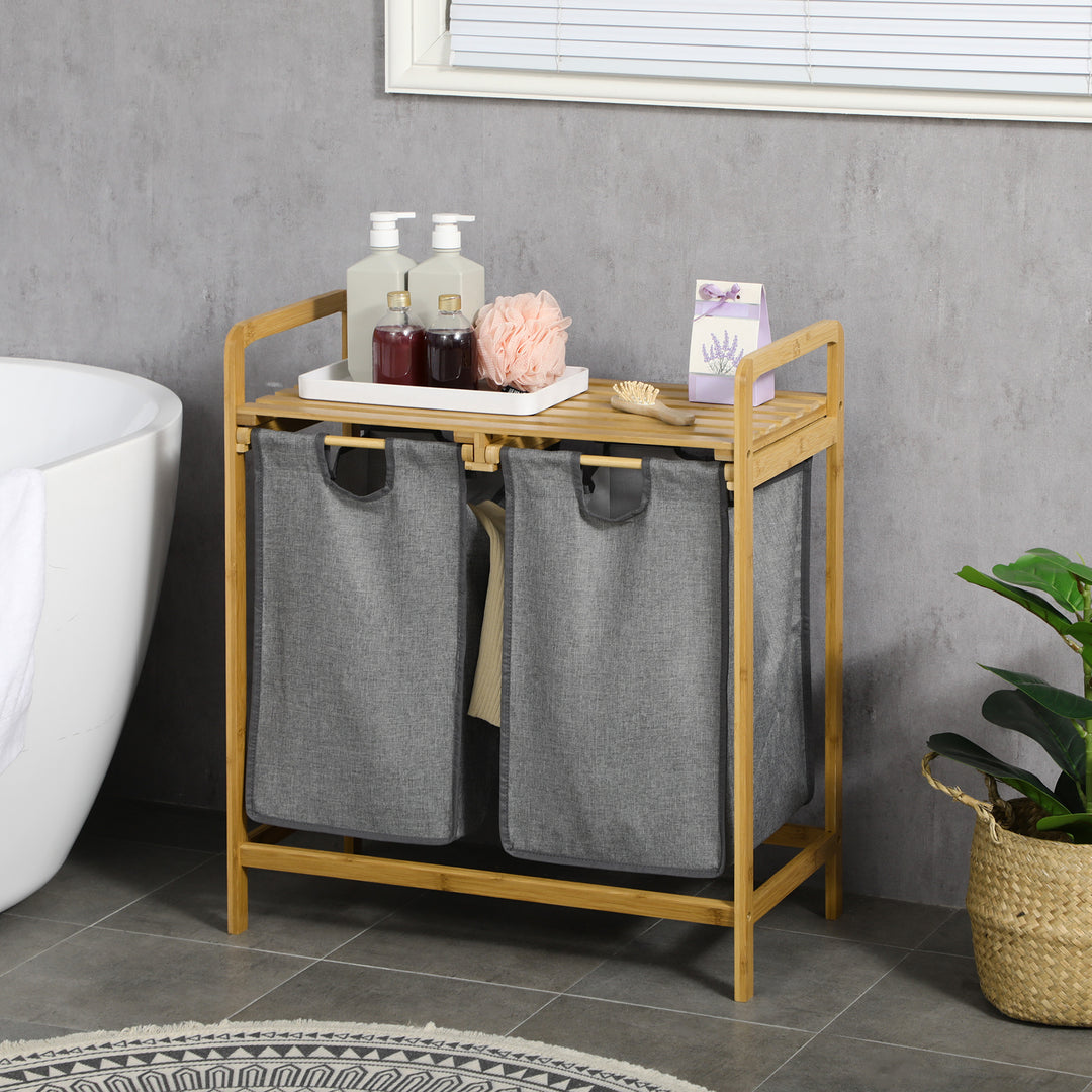 Bamboo Laundry Hamper with Shelf