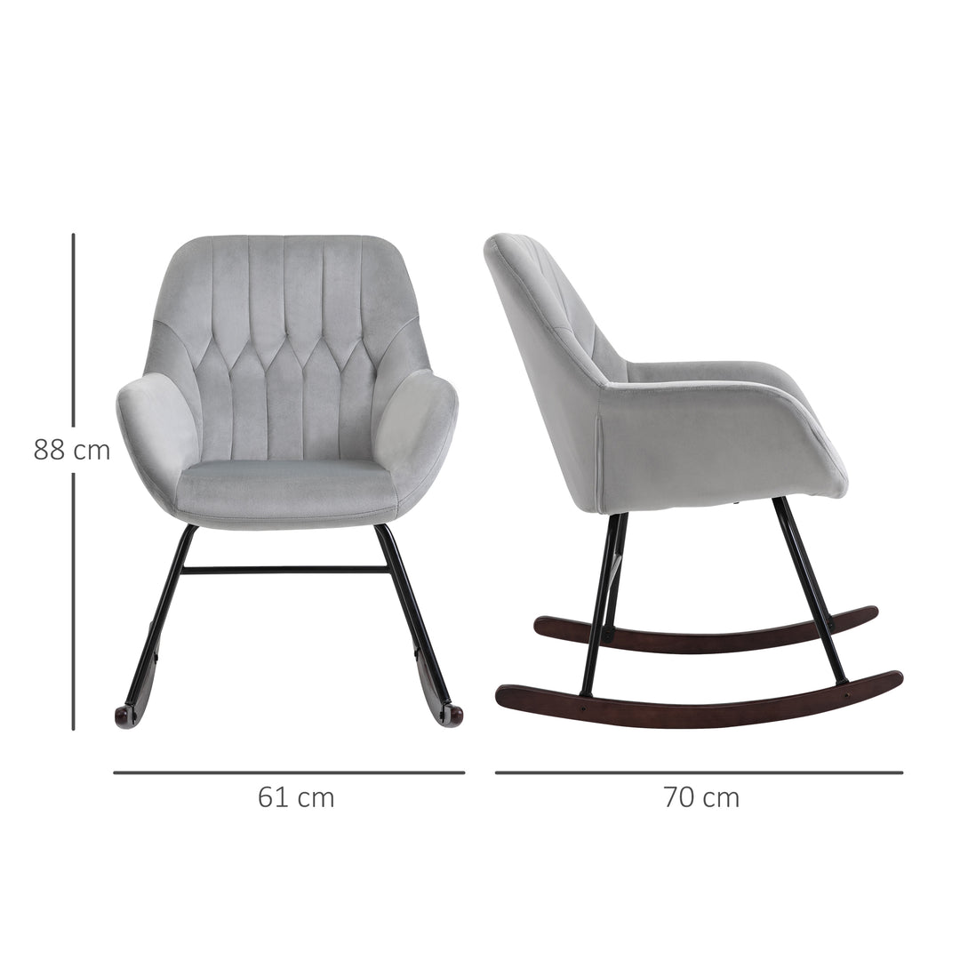 Rocking Chair Reading Accent Armchair with Steel Frame Sponge Padded for Living Room