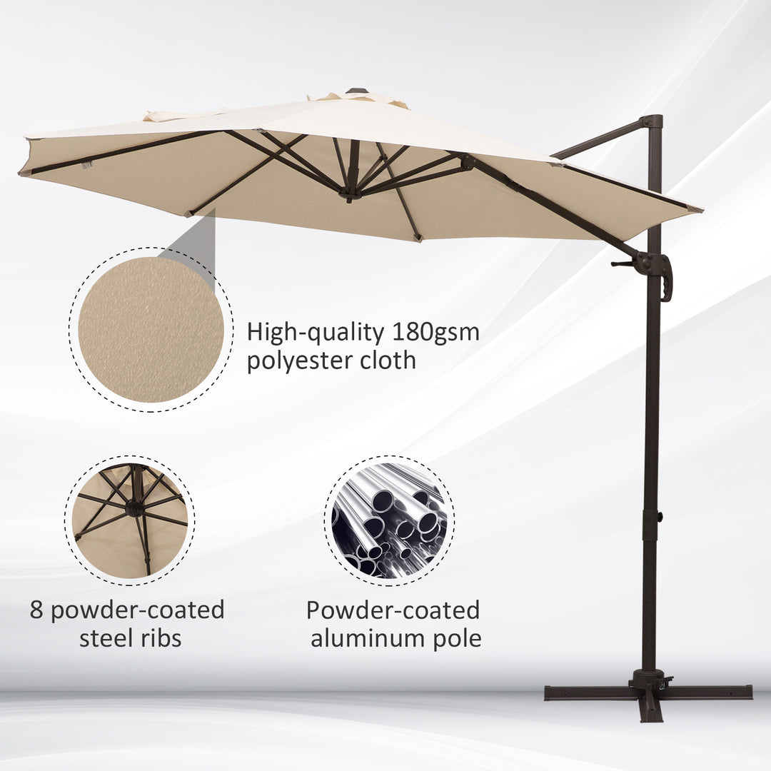 Banana Parasol 3M Cantilever Umbrella with Cross Base