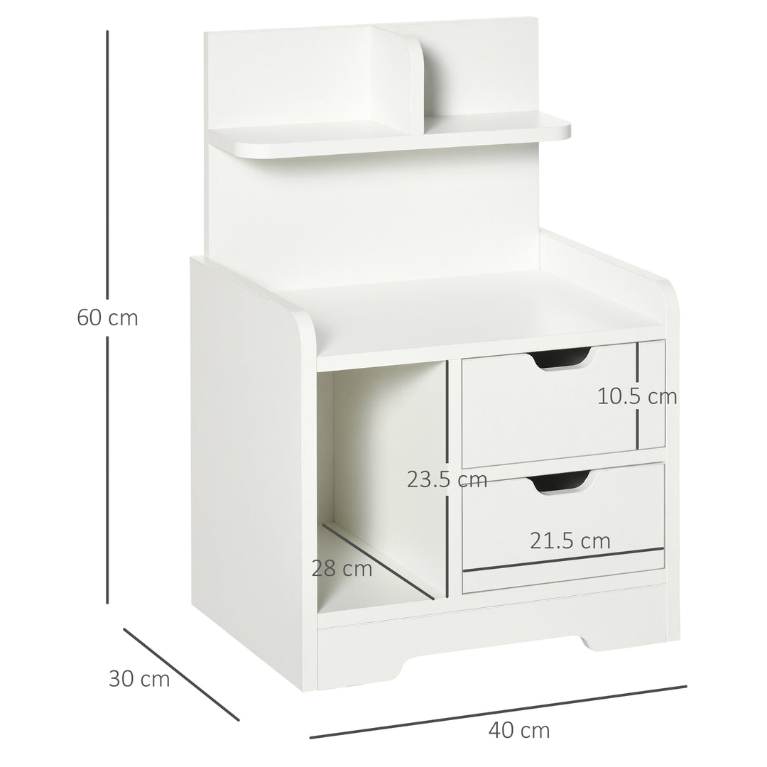 HOMCOM Bedside Table with 2 Drawers and Storage Shelves