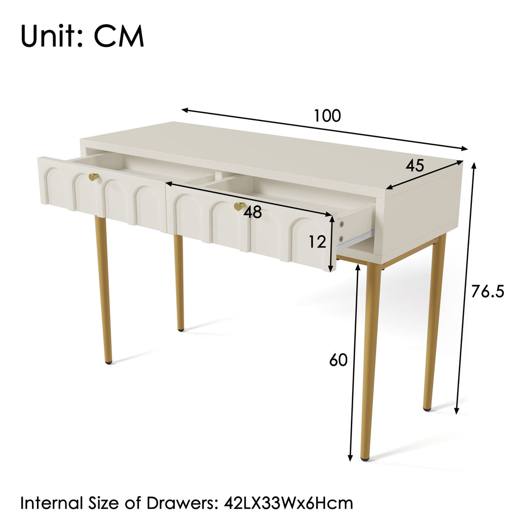 Space-Saving Dressing Table with 2 Drawers