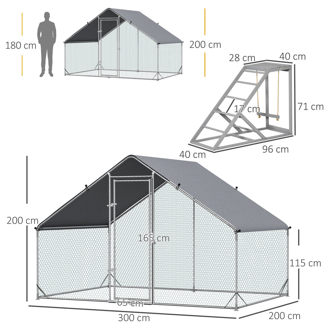 Outdoor Chicken Run with Activity Shelf